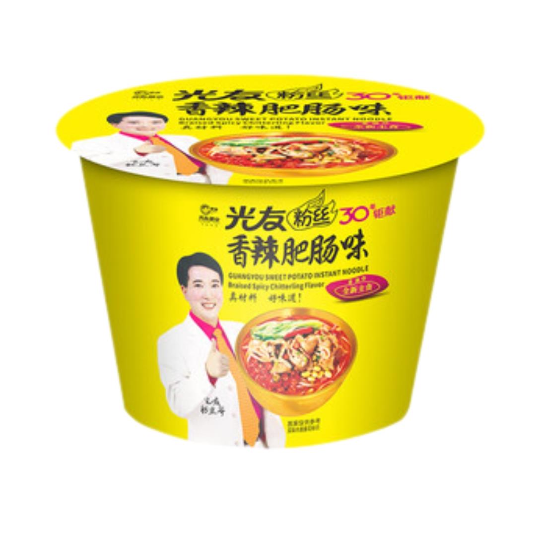 Guang You Sweet Potato Noodles Bowl (Spicy Intestine) 光友粉絲碗裝 (香辣肥腸味) - Best Before: 16/09/2026