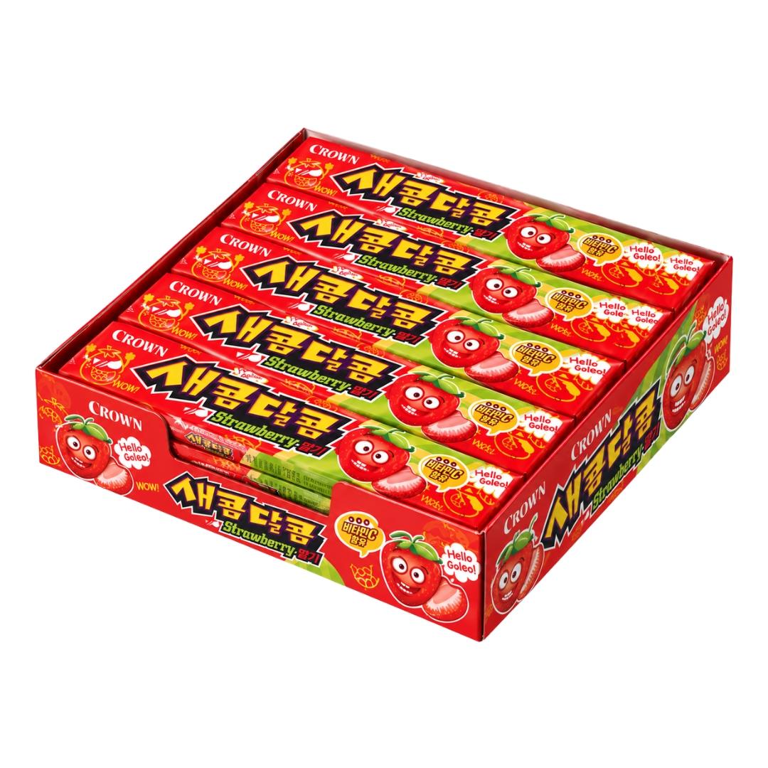 Crown Secom-Dalcom Candy (Strawberry) 새콤달콤 (딸기) (Pack of 15) - Best Before: 23/12/2026