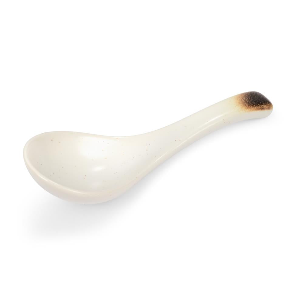 Japanese Beige Ceramic Soup Spoon