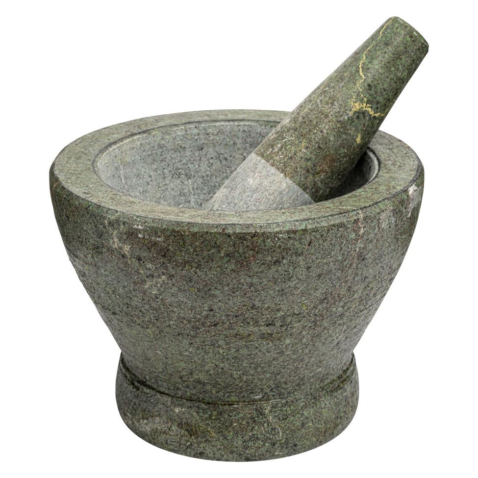 7" Stone Mortar and Pestle 石磨盘及磨棒