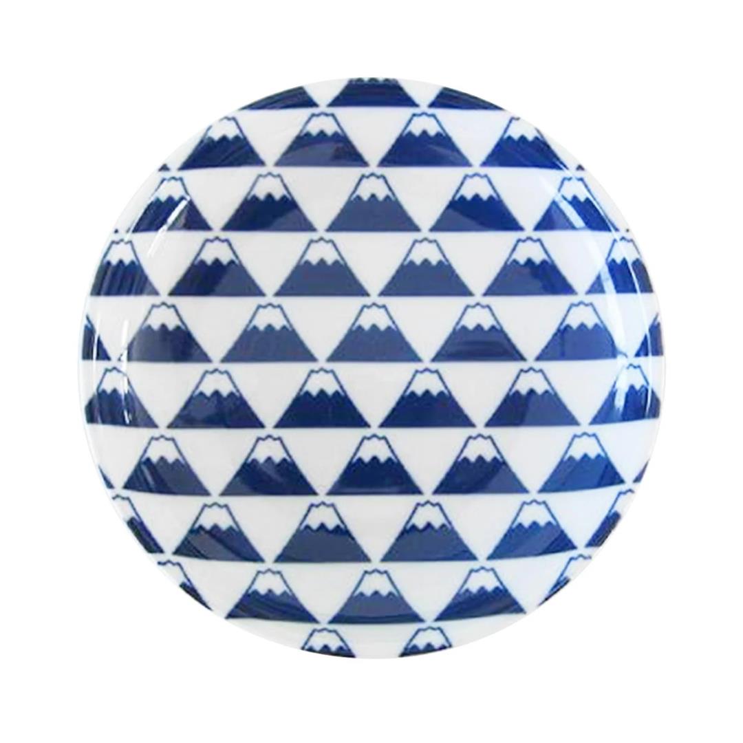Plate with Mountain Fuji Pattern (Blue) 富士山食器