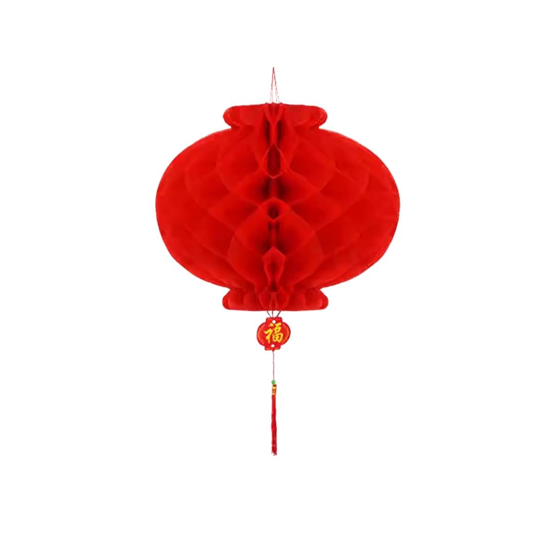 Self Assemble Plastic Small Red Lantern 雙面膠黏貼組裝塑紙小紅蜂窩燈籠