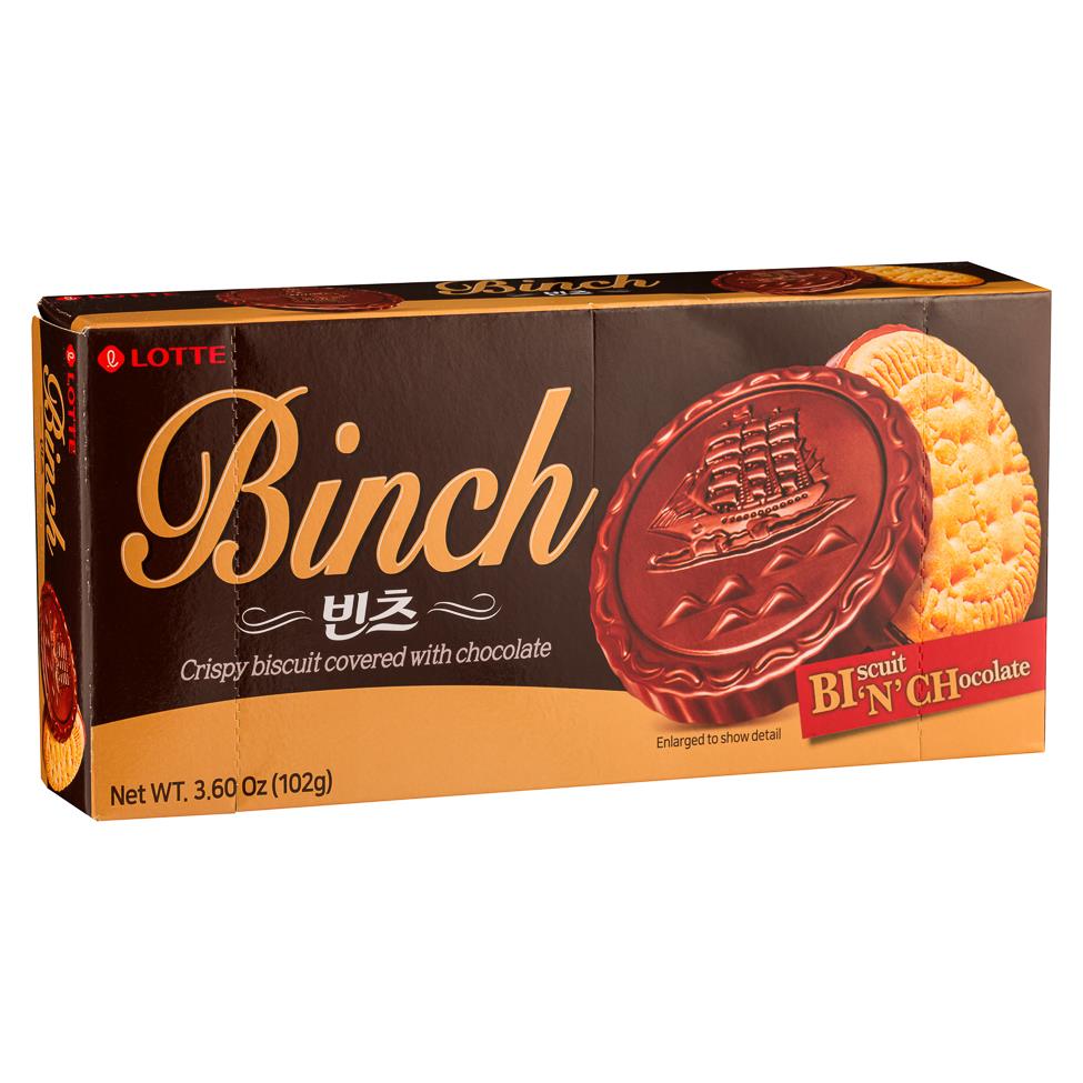 Lotte Binch Crispy Biscuit with Chocolate 빈츠