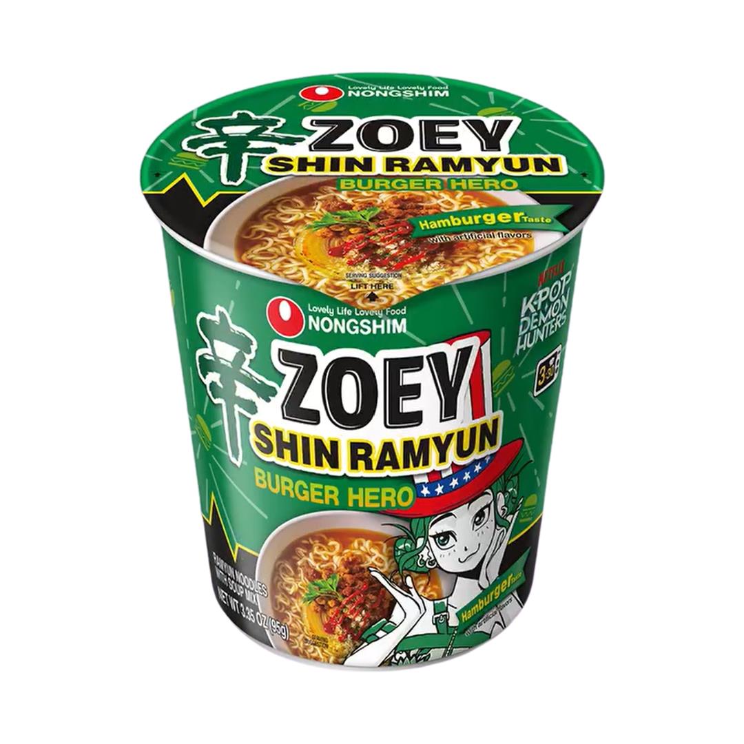 Nongshim K-pop Demon Hunters Zoey Shin Ramyun Burger Hero Cup Noodle (Hamburger Taste)