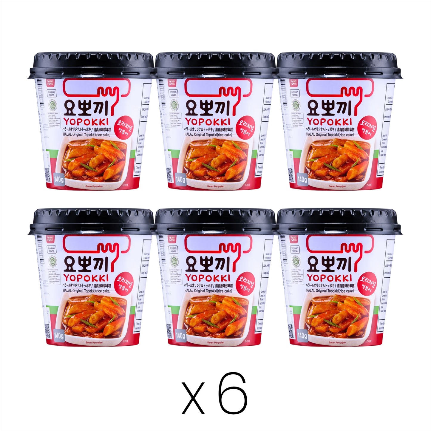 Young Poong Yopokki HALAL Original Topokki (Rice Cake) Cup 清真原味炒年糕 (杯) (Bundle of 6)