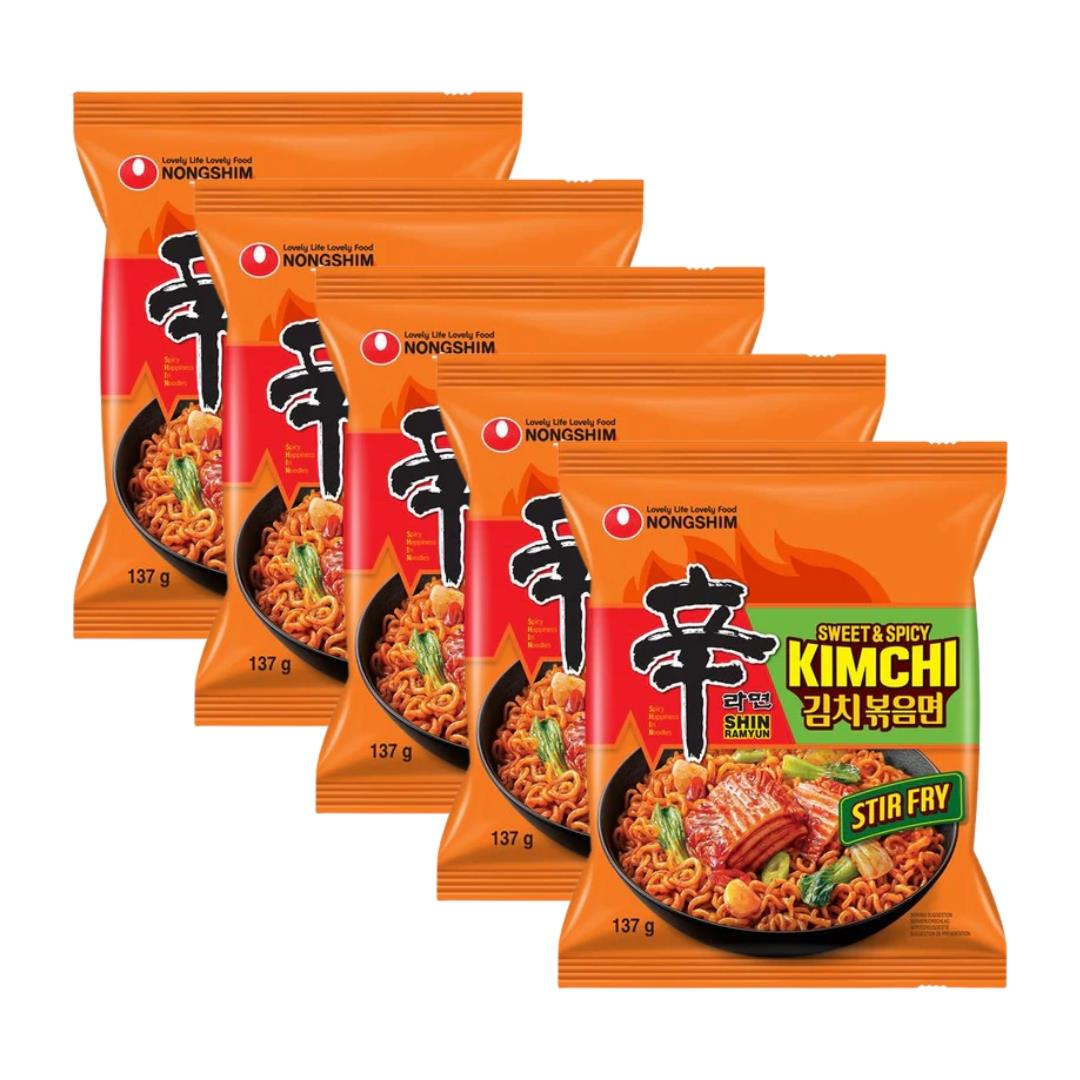 Nongshim Stir-fried Noodles (Kimchi Flavour) Multipack
