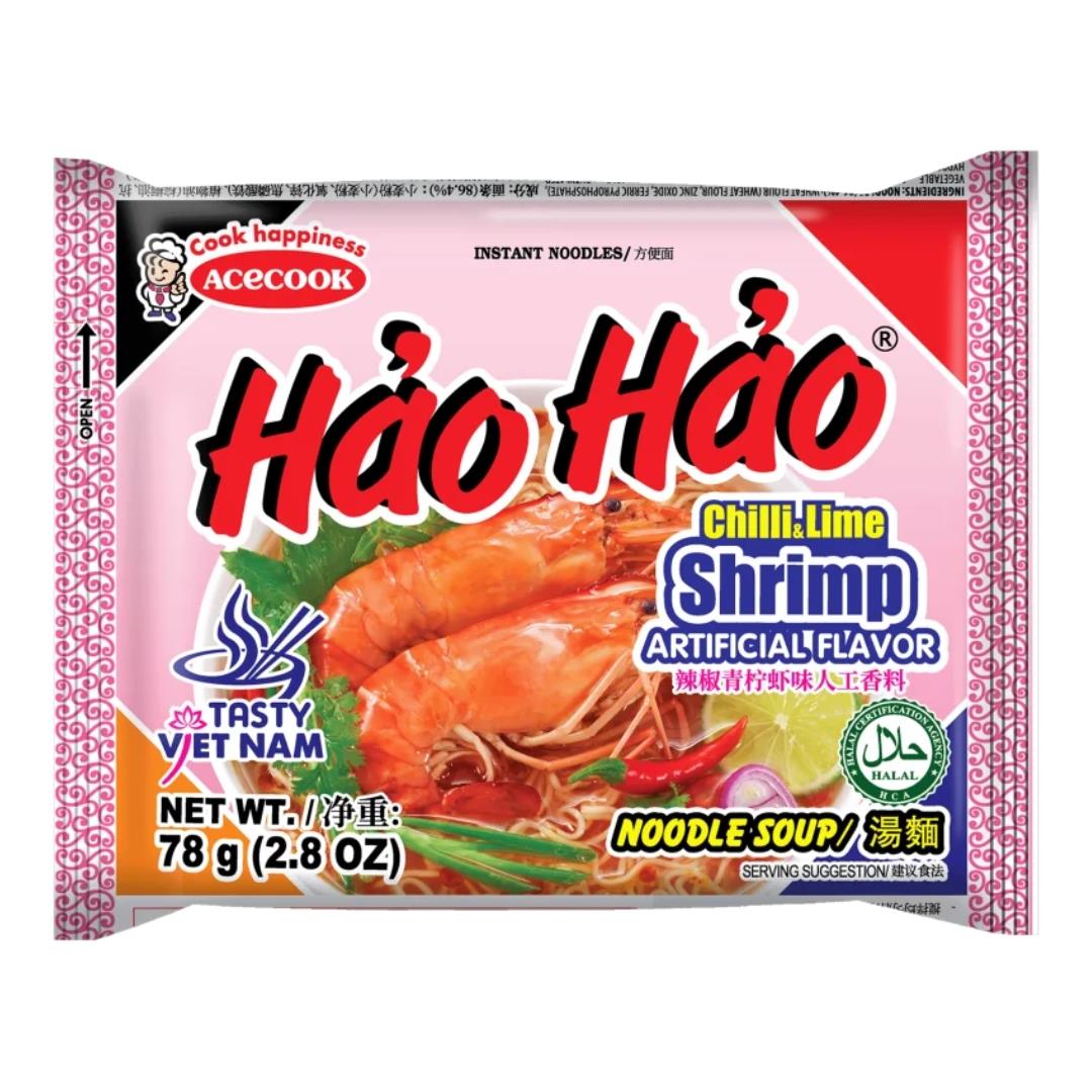 Acecook Hao Hao Instant Noodles (Chilli & Lime Shrimp Flavour) 辣椒青檸蝦味湯麵