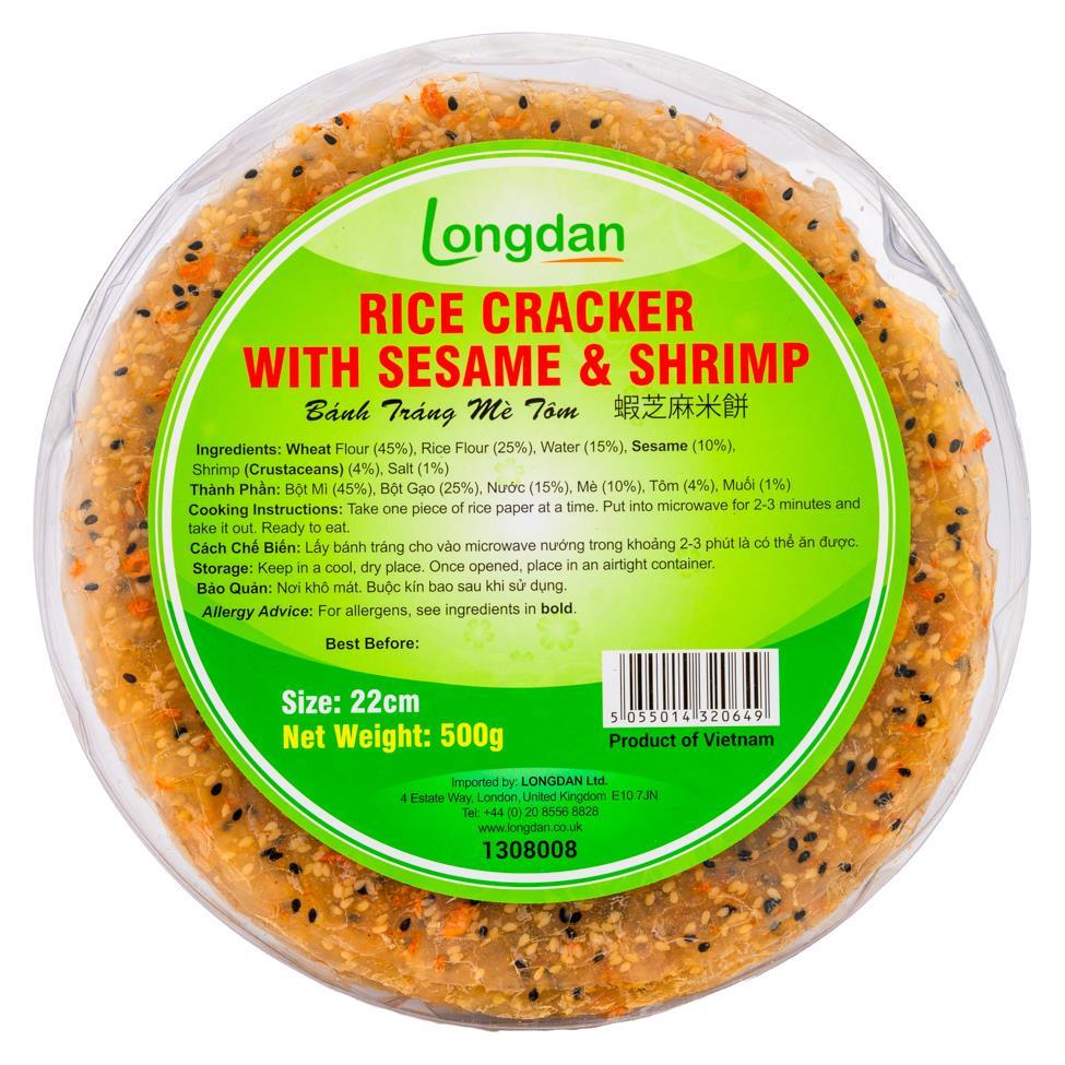 Longdan Rice Cracker with Sesame & Shrimp 蝦芝麻米餅