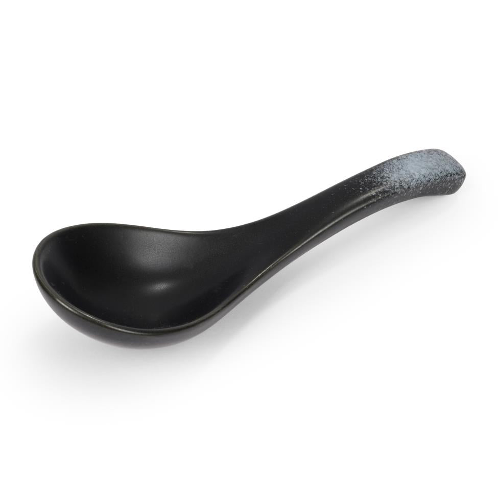 Japanese Matte Black Ceramic Soup Spoon