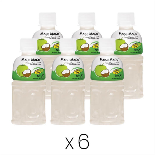 Mogu Mogu Coconut Flavored Drink with Nata De Coco Multipack (Pack of 6)