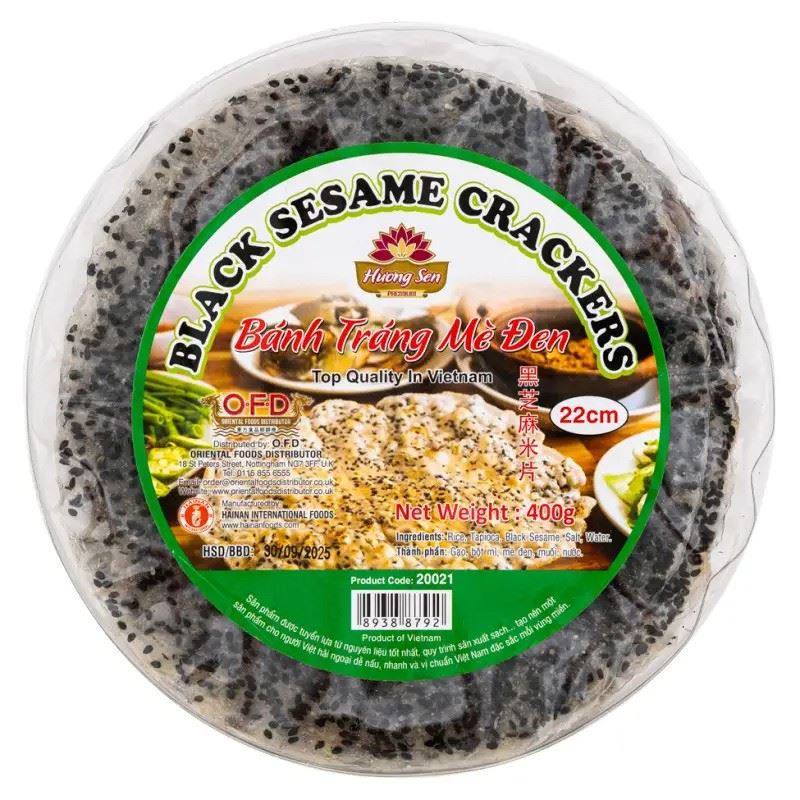 Huong Sen Premium Black Sesame Crackers 黑芝麻米片 (22cm)