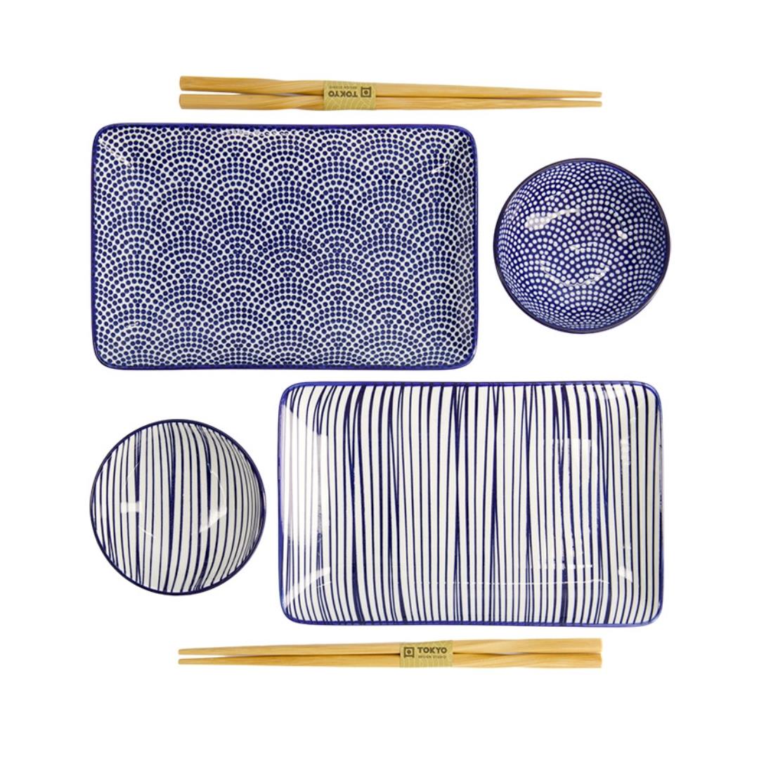 Tokyo Design Studio Nippon Blue Sushi Plate Giftbox (Set of 4)