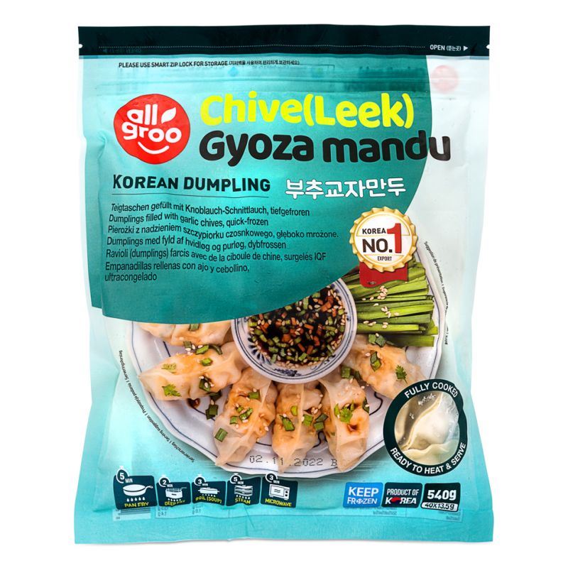 Allgroo Chive (Leek) Gyoza Mandu Korean Dumpling 부추교자만두