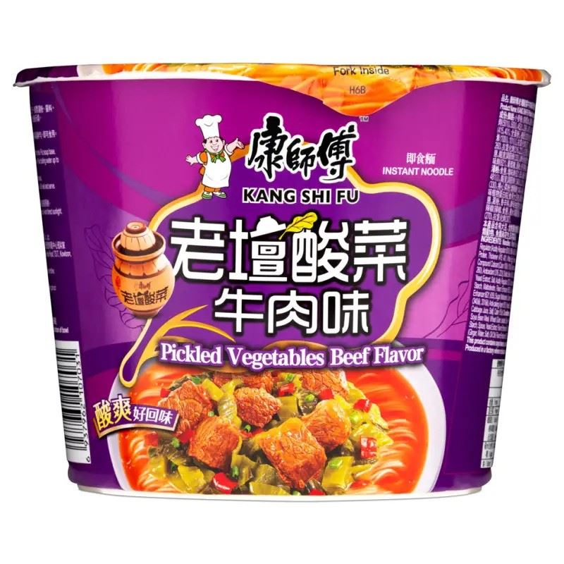 Master Kong Pickled Artificial Beef Flavour Instant Noodle (Bowl) 康師傅 老壇酸菜牛肉麵 (碗)