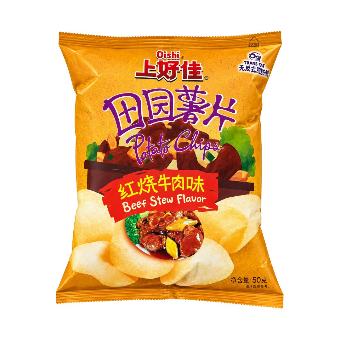 Oishi Potato Chips (Braised Pork Flavour) 上好佳 田園薯片 (紅燴肉味)- Best Before: 26/12/2026