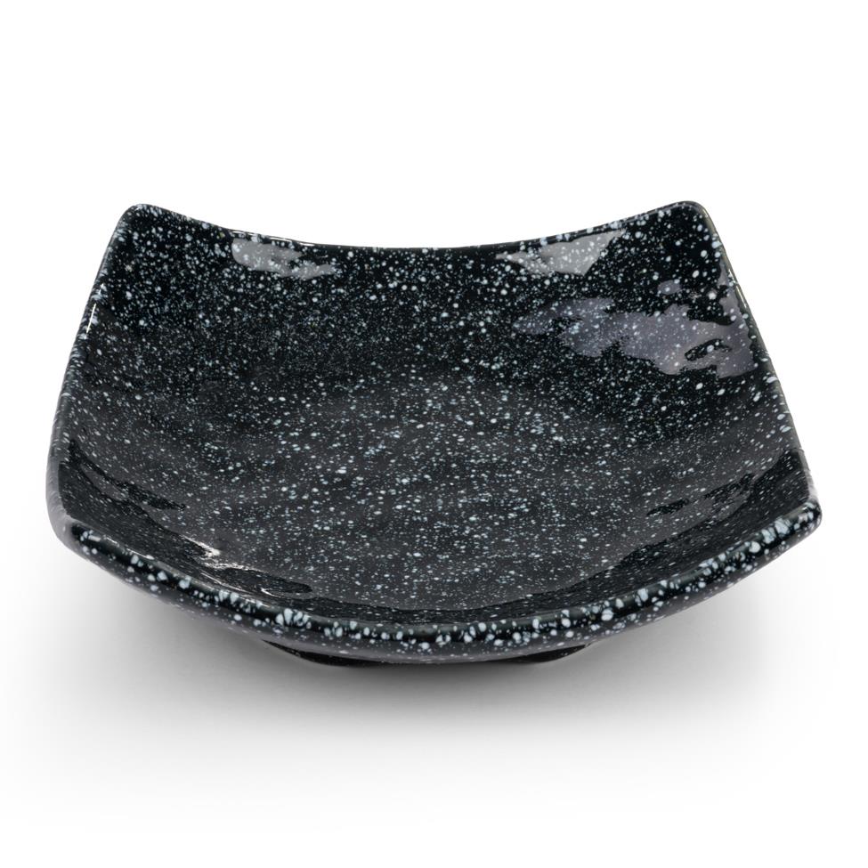 Japanese Black Speckled Square Ceramic Dish