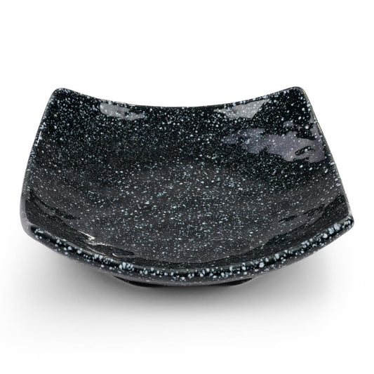 Japanese Black Speckled Square Ceramic Dish