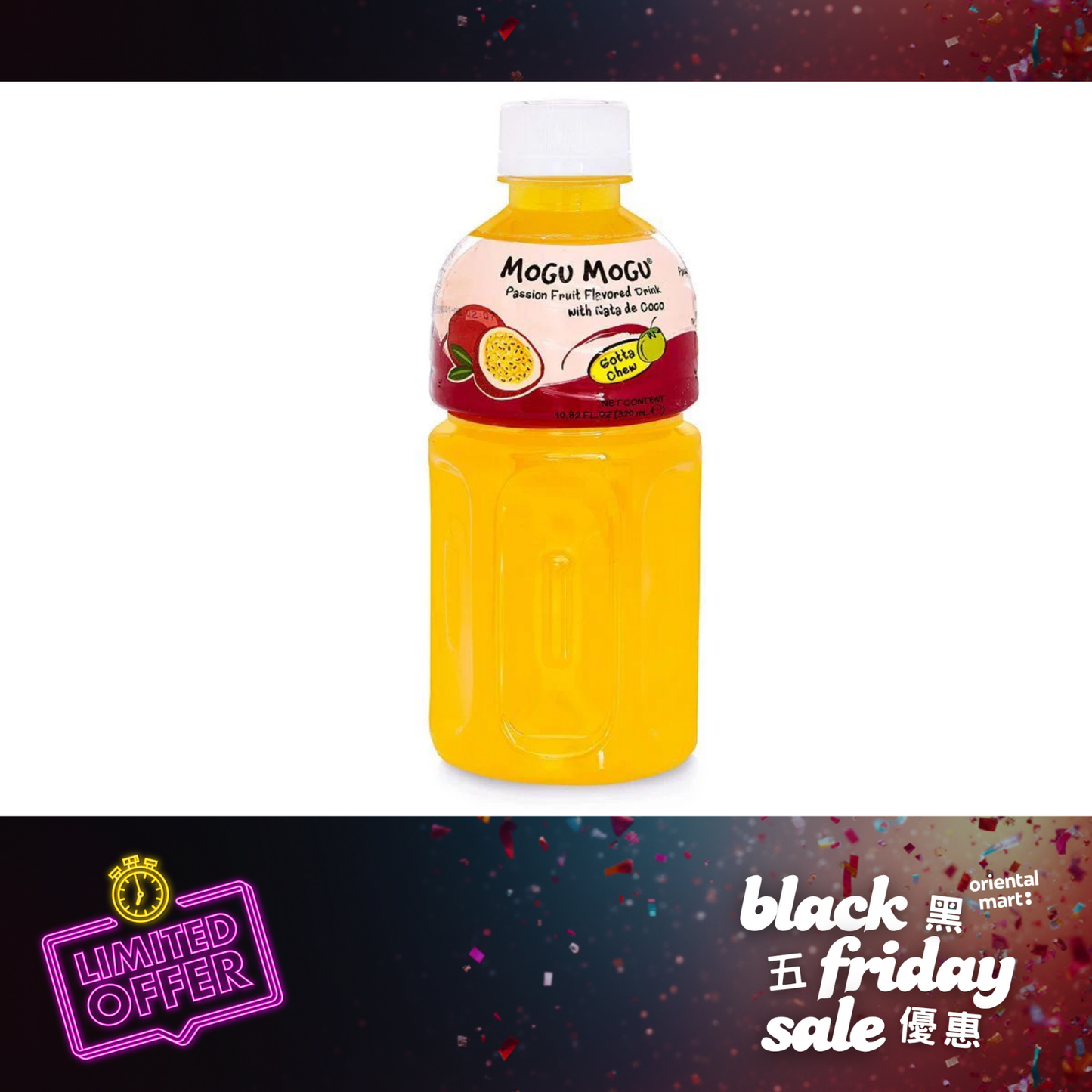 Mogu Mogu Passion Fruit Flavored Drink with Nata De Coco