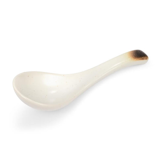 Japanese Beige Ceramic Soup Spoon