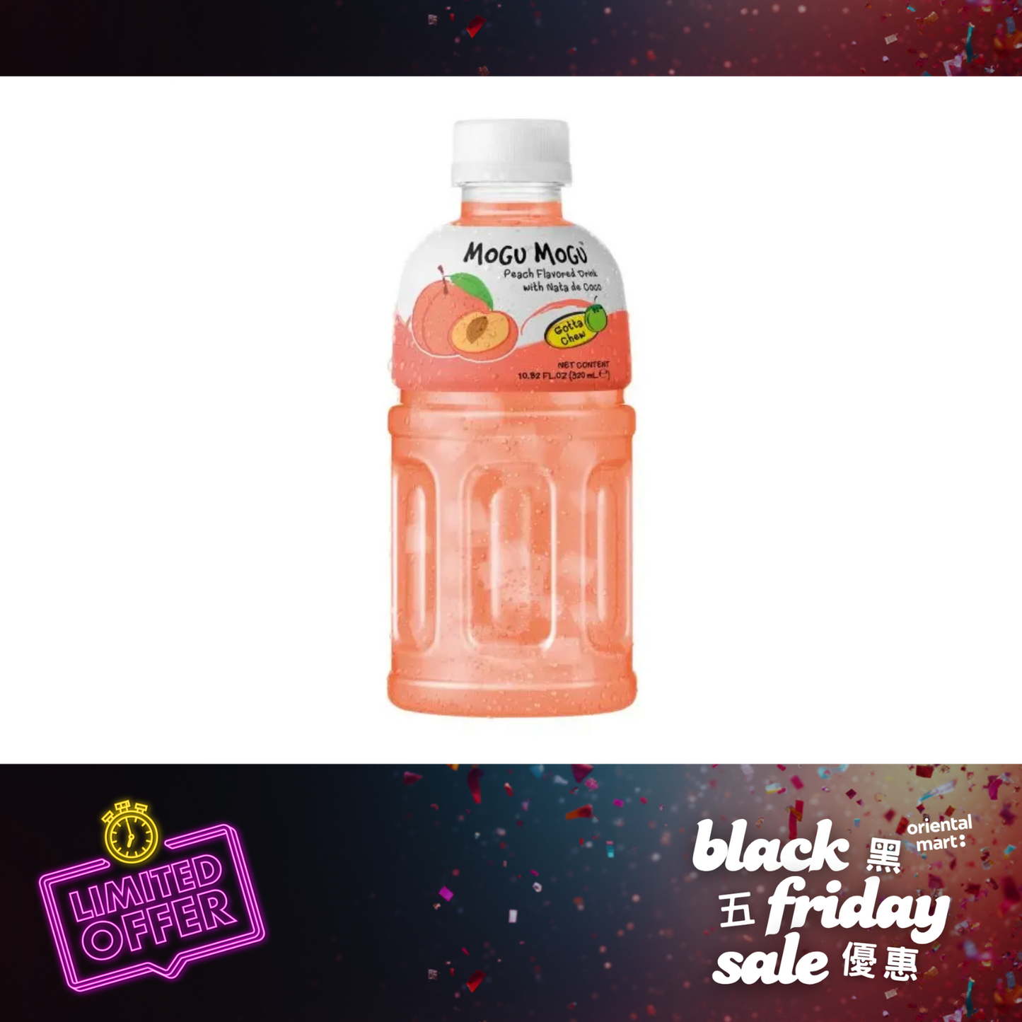 Mogu Mogu Peach Flavoured Drink with Nata De Coco