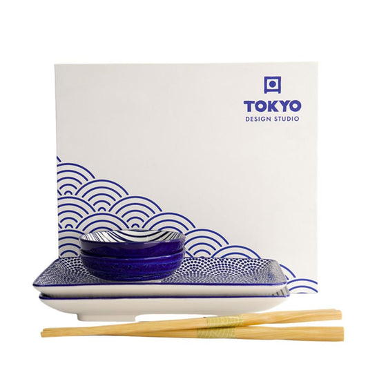 Tokyo Design Studio Nippon Blue Sushi Plate Giftbox (Set of 4)