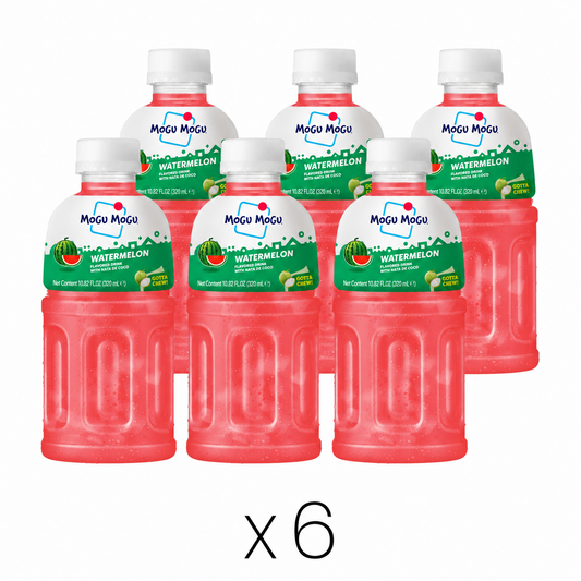 Mogu Mogu Watermelon Flavored Drink with Nata De Coco Multipack (Pack of 6)