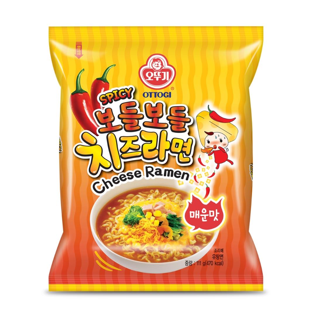 Ottogi Bodle Bodle Soup Spicy Cheese Ramen 오뚜기 보들보들 치즈라면 매운맛 Multipack (4*111g)