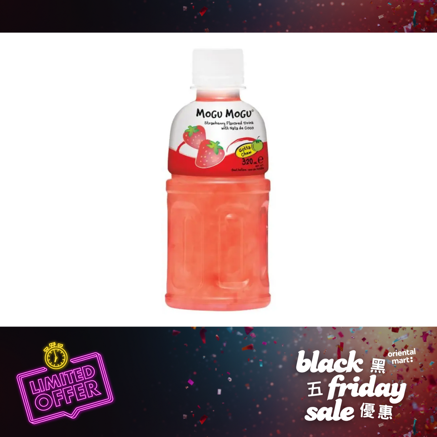 Mogu Mogu Strawberry Flavoured Drink with Nata De Coco