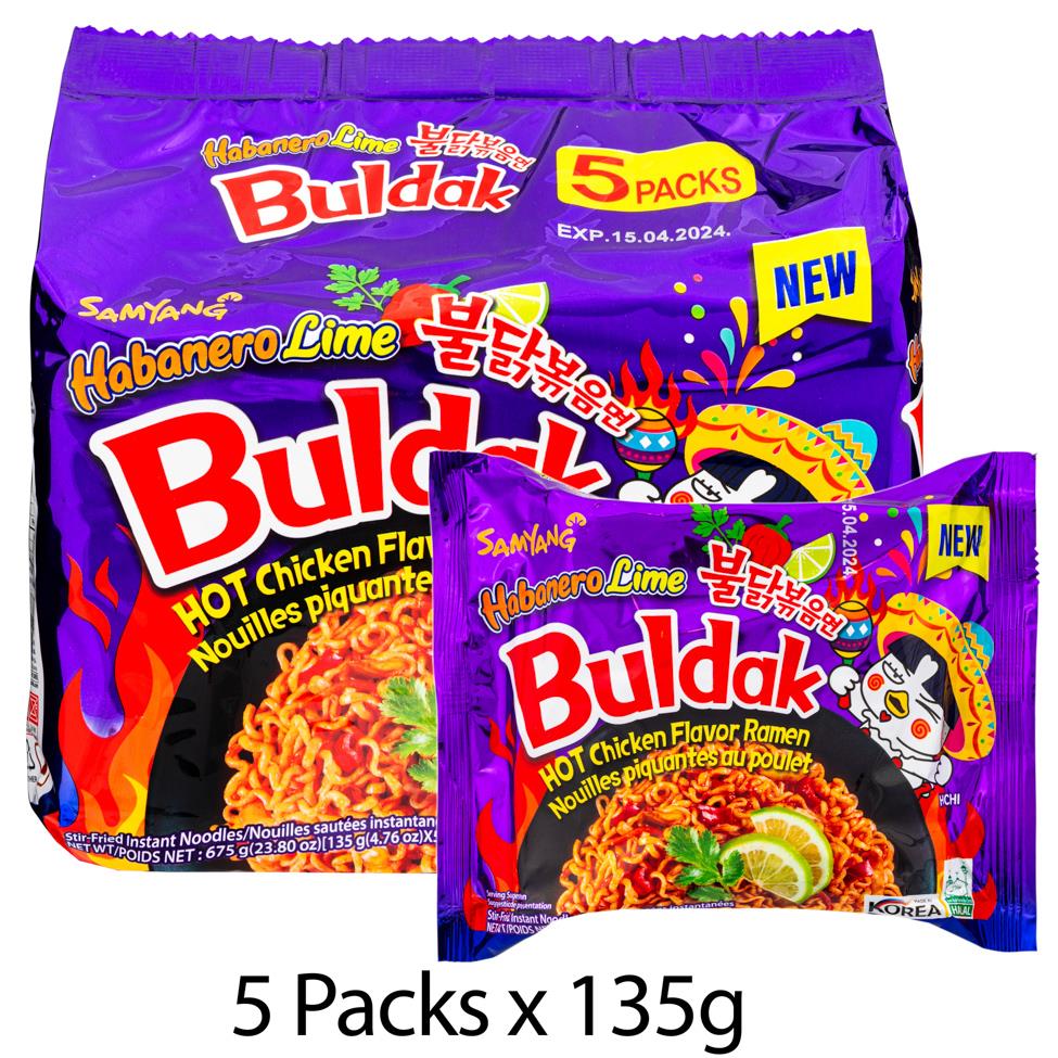 Samyang Buldak Hot Chicken Flavour Ramen (Habanero Lime) Multipack (Pack of 5)