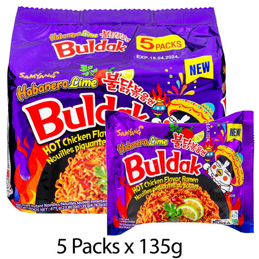 Samyang Buldak Hot Chicken Flavour Ramen (Habanero Lime) Multipack (Pack of 5)