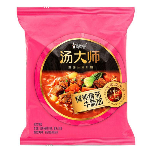 Master Kong Master Soup Stewed Tomato Beef Brisket Instant Noodles 康師傅 湯大師精炖番茄牛腩麵