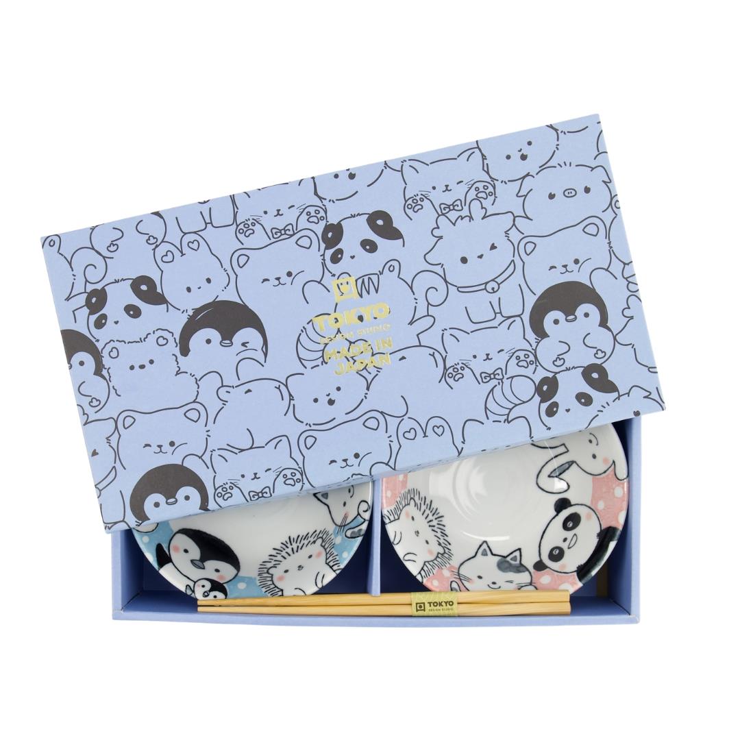 Tokyo Design Studio Kawaii Animal Bowl with Chopsticks Giftset