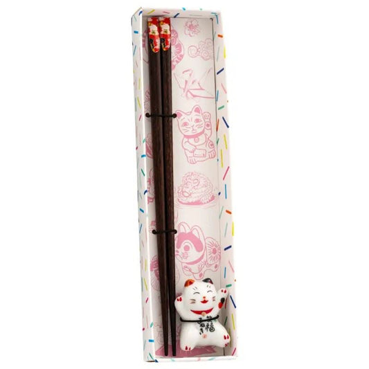 Tokyo Design Studio Chopsticks & Rest Set (Lucky Cat)