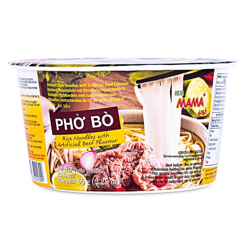 Mama Pho Bo Instant Rice Noodle Bowl (Artificial Beef Flavour)