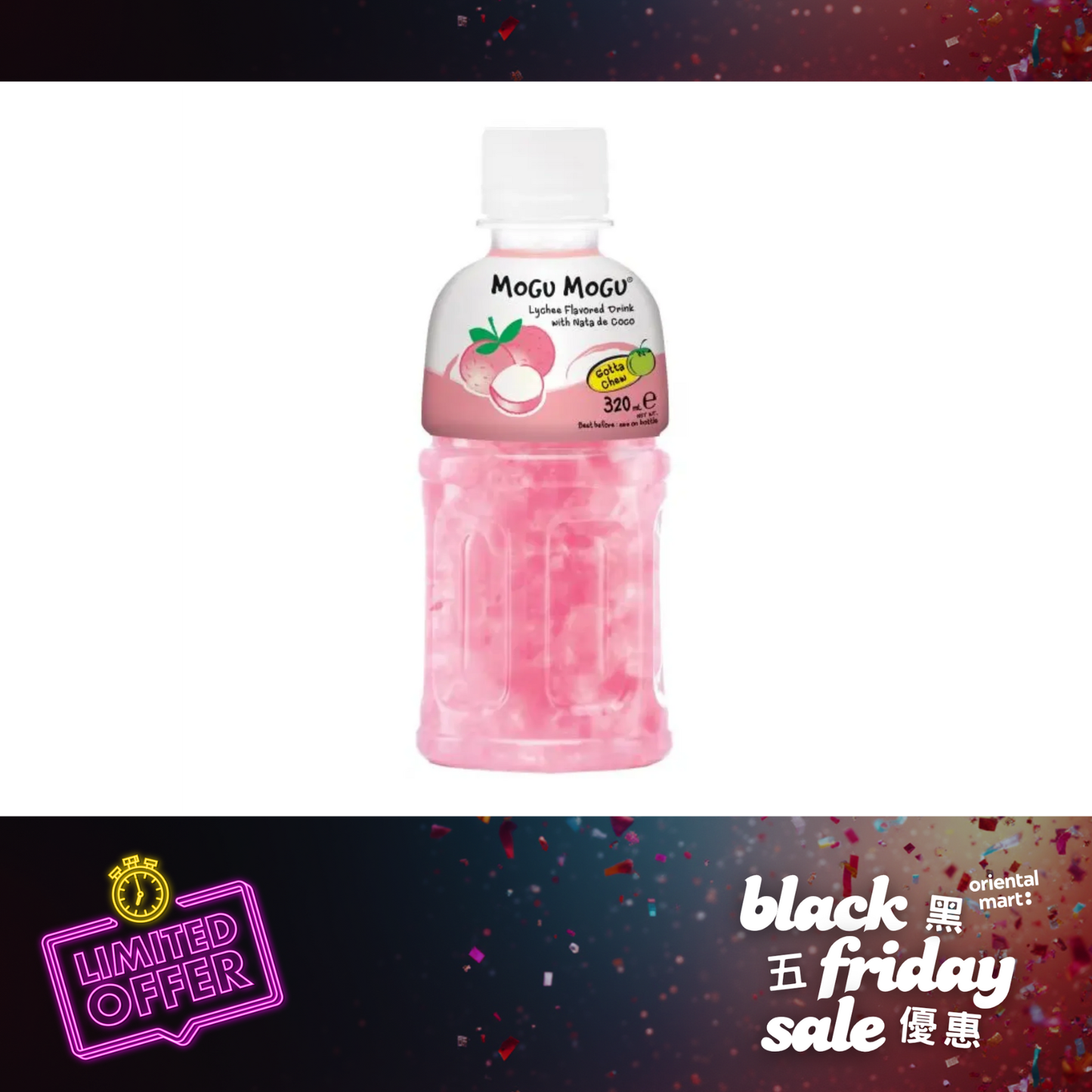 Mogu Mogu Lychee Flavored Drink with Nata De Coco