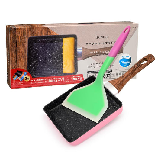 Sumuu Tamagoyaki Pan with Silicon Spatula マーブルコートフライパン 卵焼き