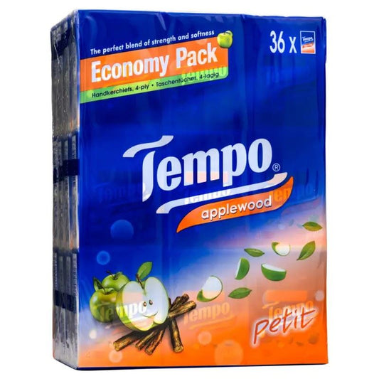 Tempo 4-ply Handkerchief Petit (Apple Wood) Economy Pack 迷你蘋果木香味紙手巾 (36包裝)