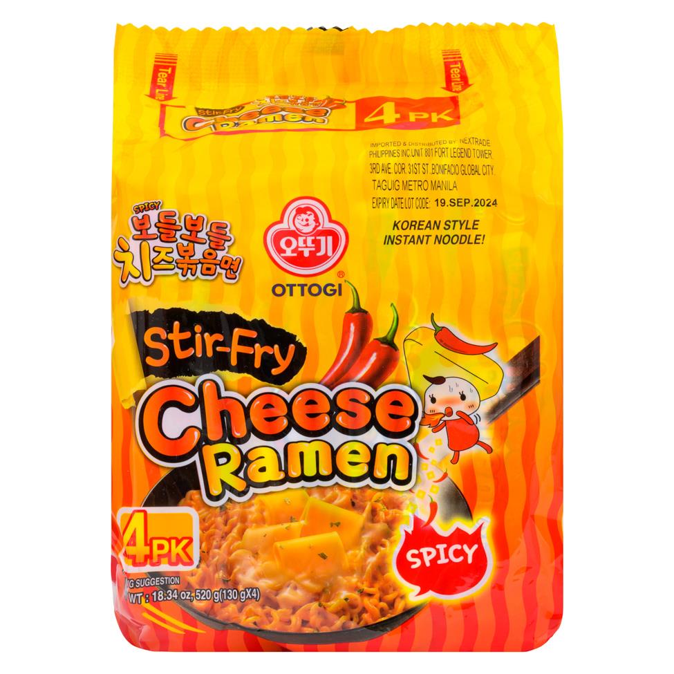 Ottogi Stir-Fry Cheese Ramen (Spicy) Multipack (Pack of 4) 오뚜기 보들보들 치즈 볶음면