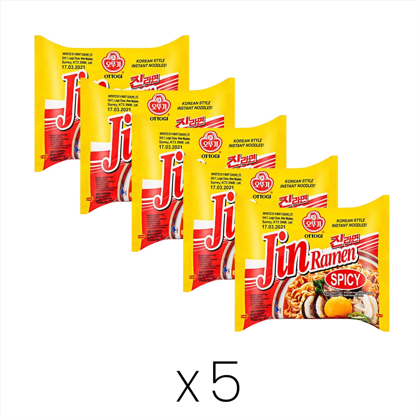 Ottogi Jin Ramen (Spicy) Multipack 진라면 (Pack of 5)