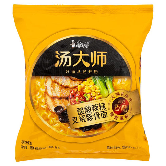 Master Kong Master Soup Sour Spicy Pork Bone Flavour Instant Noodles 康師傅 湯大師酸酸辣辣叉燒豚骨麵