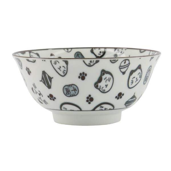 Tokyo Design Studio Ceramic Lucky Cat Rice Bowl (Black)