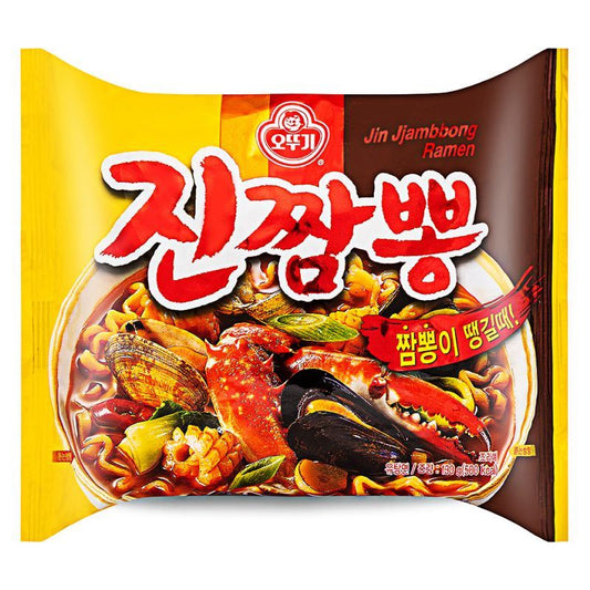 Ottogi Jin Jjambbong Spicy Seafood Noodle 진짬뽕 Multipack (4*130g)