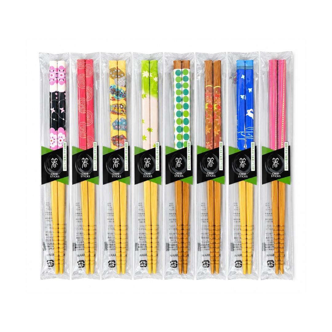 Ishida Japanese Bamboo Chopsticks イシダ 滑り止め竹箸アソート (19.5 cm) (Random Design)