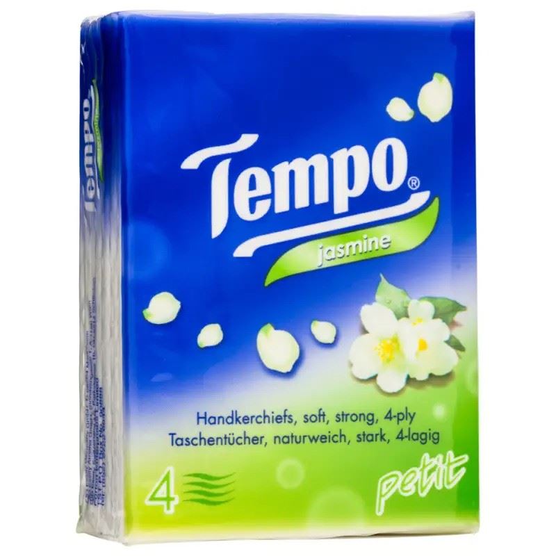 Tempo 4-ply Handkerchief Petit (Jasmine) Single Pack 迷你茉莉花香味紙手巾 (單包)