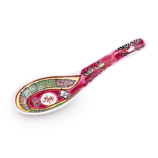 Red Pattern Chinese Rice Spoon