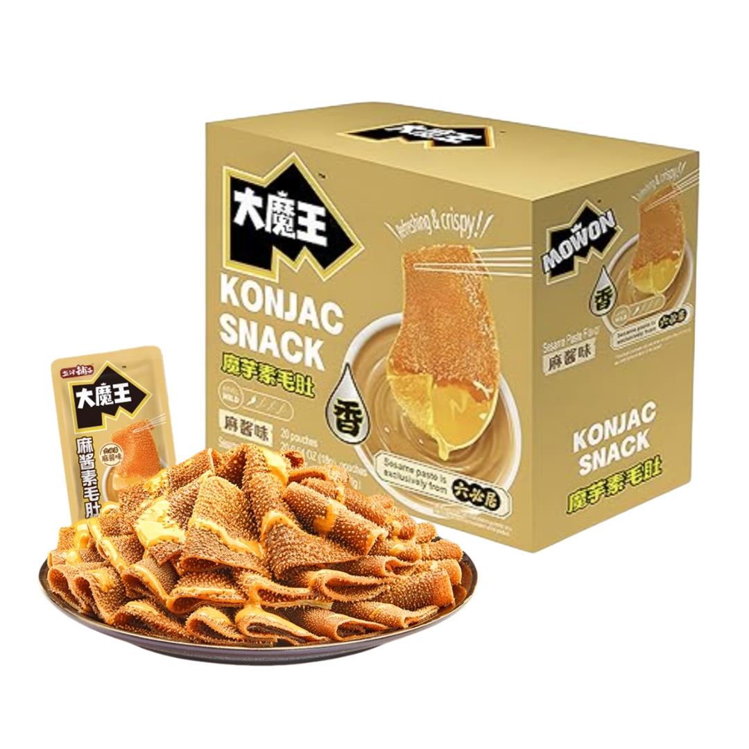 Yanjin Puzi Mowon Konjac Snack (Sesame Sauce Flavour) Box 鹽津鋪子 大魔王魔芋素毛肚 (六必居麻醬味) 盒裝 20 x 18g