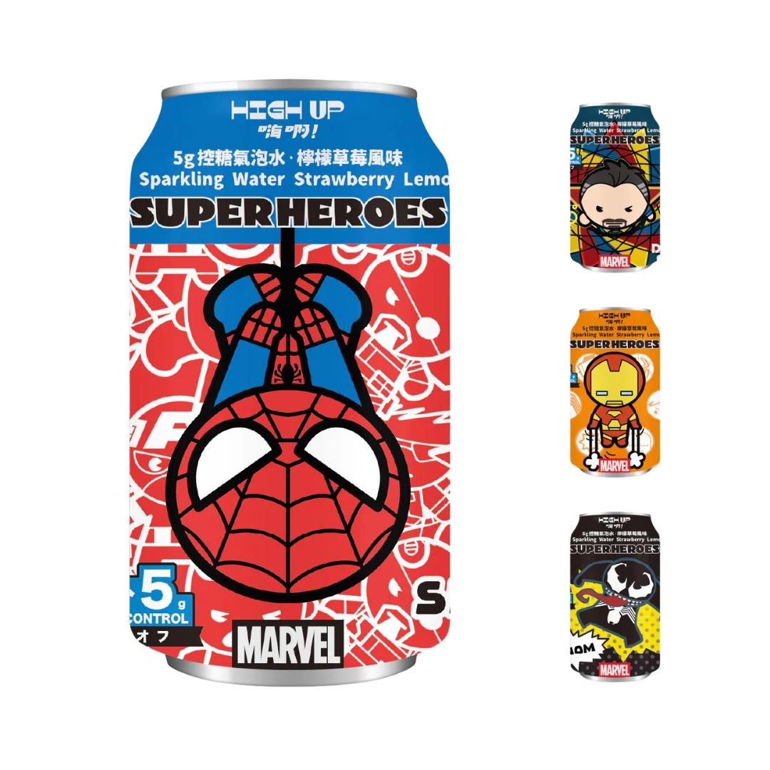 High Up! Marvel Sugar Control Sparkling Water (Strawberry Lemonade Flavour) (Random Character) 嗨啊! 漫威Q版英雄控糖氣泡水 (檸檬草莓風味) (隨機角色)
