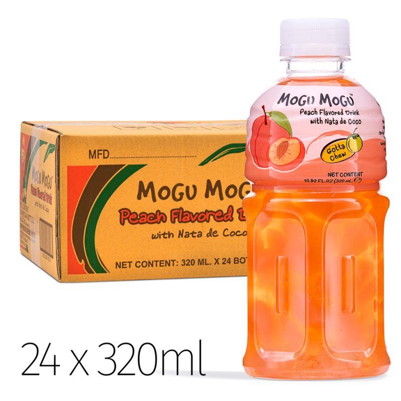 Mogu Mogu Peach Flavored Drink With Nata De Coco (Case of 24)