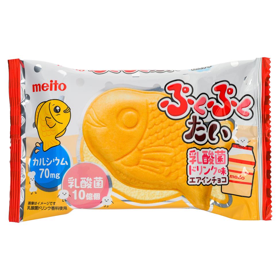 Meito Pukupuku Tai Monaka Fish Shape Wafer (Yogurt) ぷくぷくたい 乳酸菌ドリンク味エアインチョコ