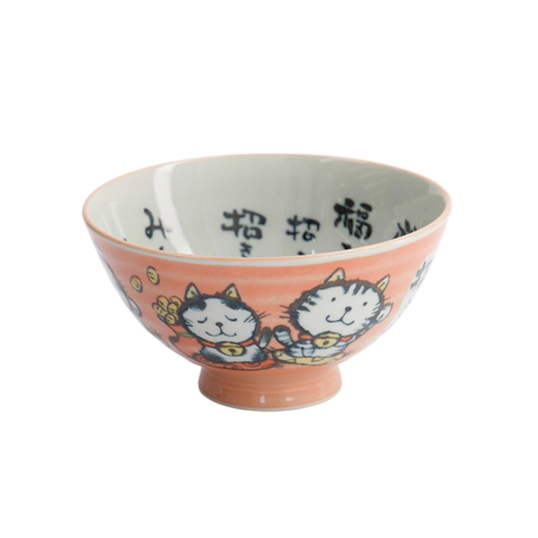 Tokyo Design Studio Ceramic Lucky Cat Rice Bowl (Tayo Pink)